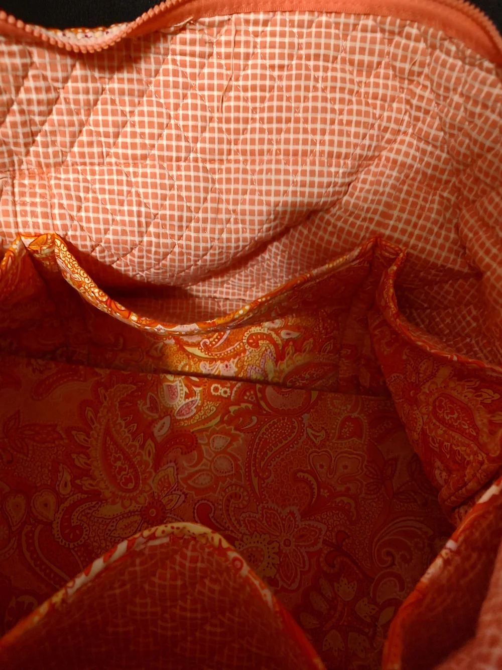 Vera Bradley Orange Paisley Quilted Hobo Tote - Picture 6 of 7